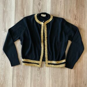 Vintage Empress Knitwearr Gold Trim Cardigan M